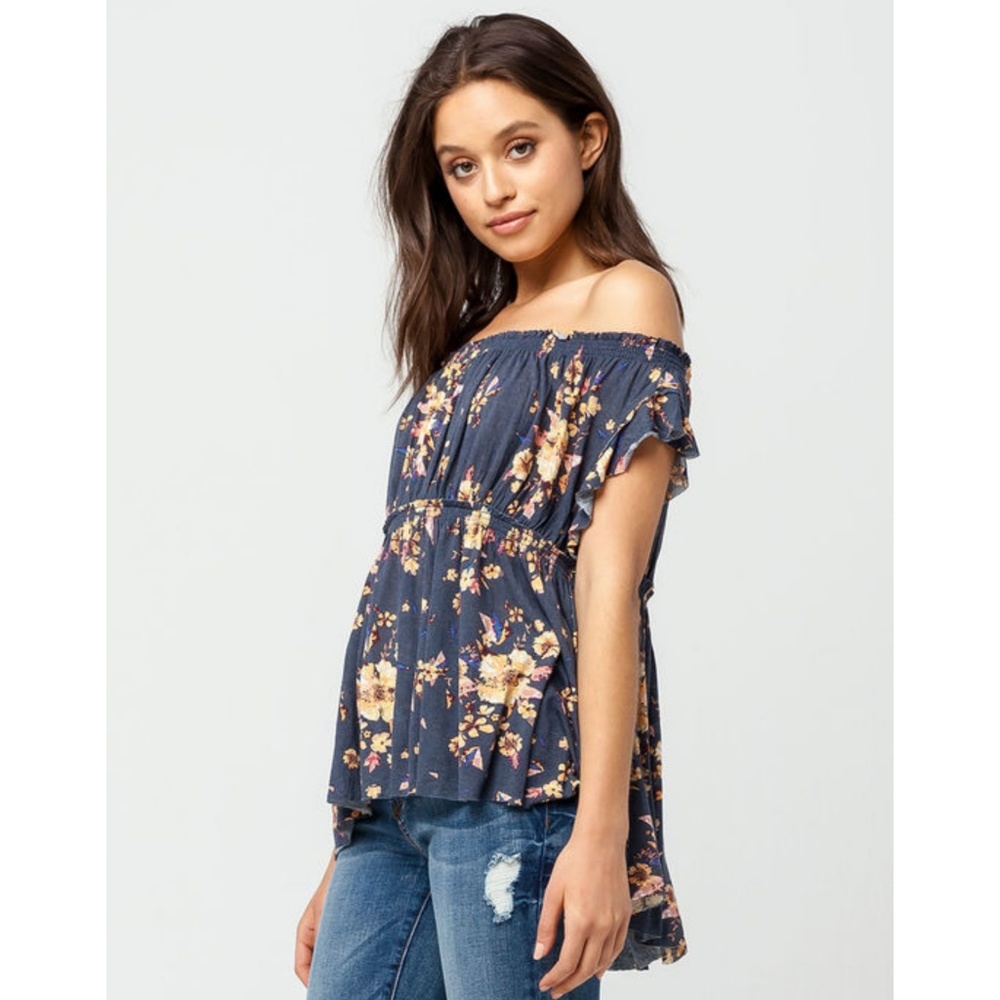 Free People Sam Off the Shoulder Floral Top - Picture 2 of 7
